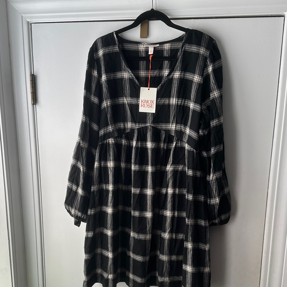 Knox Rose Black and White Plaid Dress